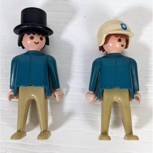 vintage Playmobil toy figures lot of 2 policeman gentleman in top hat